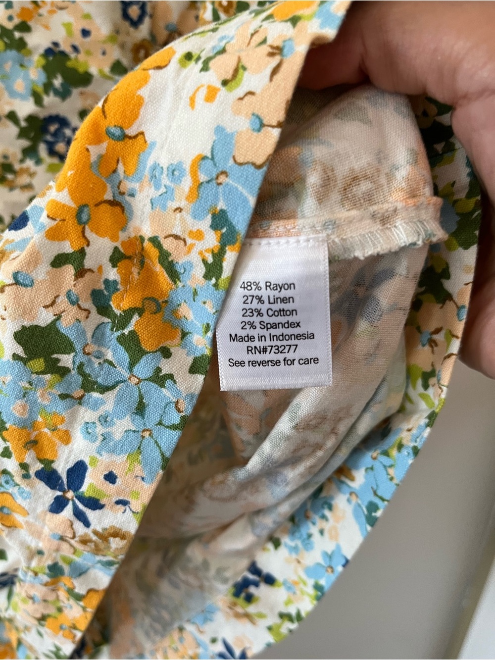 NWT Lauren Conrad Orange Blue Floral Linen Blend Mini Dress XL Cottagecore - Picture 6 of 8